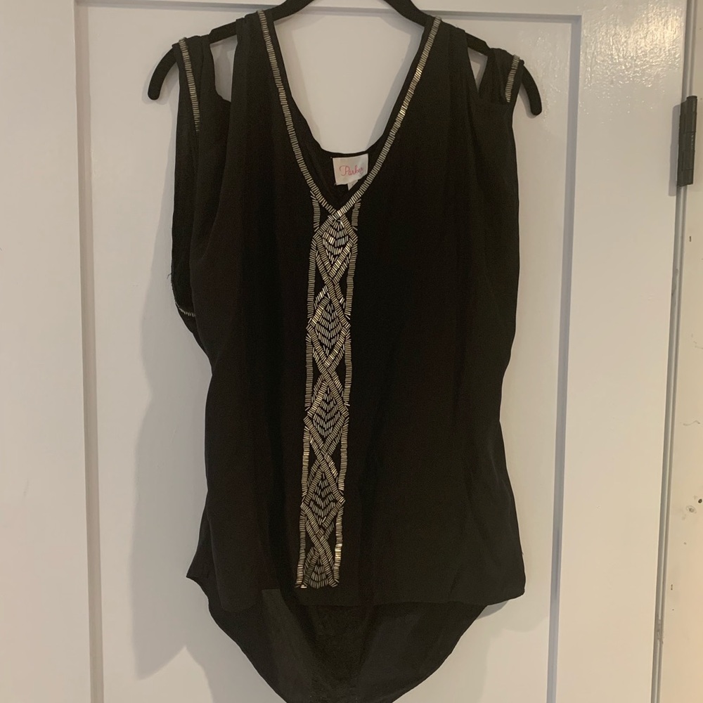 Parker Beaded Cutout Shoulder Blouse - size S